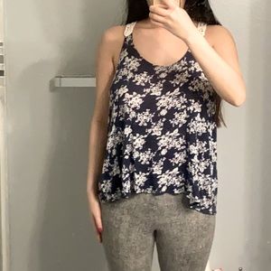 Blue floral summer crop top